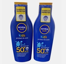 2 x 200ml NIVEA SUN Kids Protect & Care SPF50+ Sun Cream 5 in 1 Protection 29.60 per litre