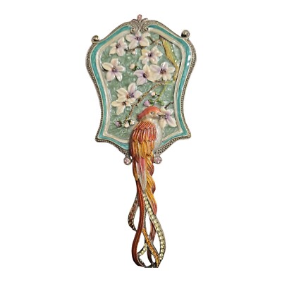 Two's Company Austrian Crystal  Hand Held Parrot Bird Mirror Mandalay Multicolor