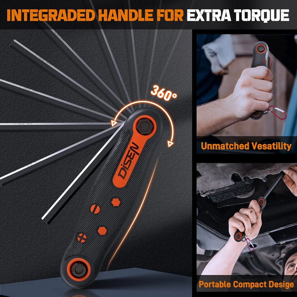 25-Piece Folding Allen Key Set - 3-Pack SAE & Metric Hex Key, Torx Star Key Set, - Image 4 of 4