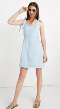 Madewell Sundress Size 14 Denim Tie Strap Button Front Morley Wash