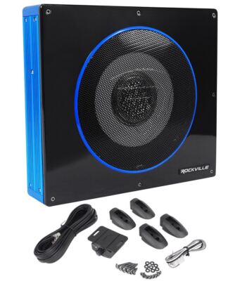 Rockville RW8CA 8'' 600 Watt Low Profile Under-Seat Active Powered Car Subwoofer