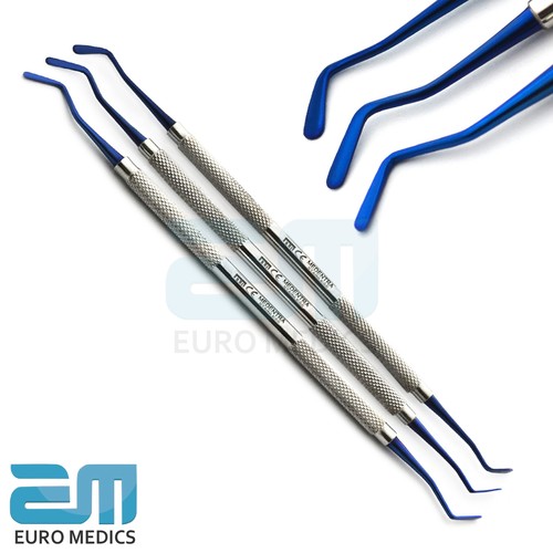 Dental Flat Plastic Titanium Coated Filling Instrument Blue Dentistry