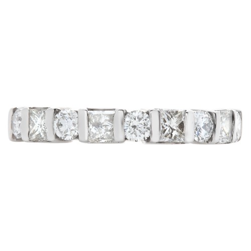 Alianza y anillo de eternidad de platino semi diamante de boda. 1,00 cts (color H - Imagen 2 de 11