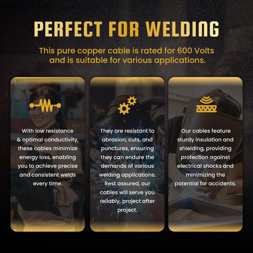 6 Gauge Heavy Duty Pure Copper Welding Cable 600 Volt Premium Quality