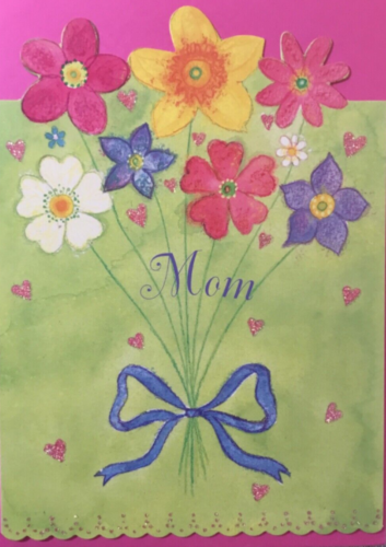 Papyrus- Mother's Day- MOM- Flower Bouquet- Die Cut, Glitter