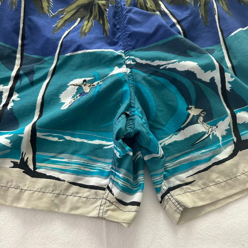 Cherokee Board Shorts Hombres XL Azul Palmeras Forrado Hawaiano Natación Surf 7" Entrepierna Foto 4 de 4