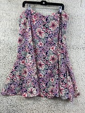 Sag Harbor floral A-Line skirt knee length lined zipper close elatis back 18