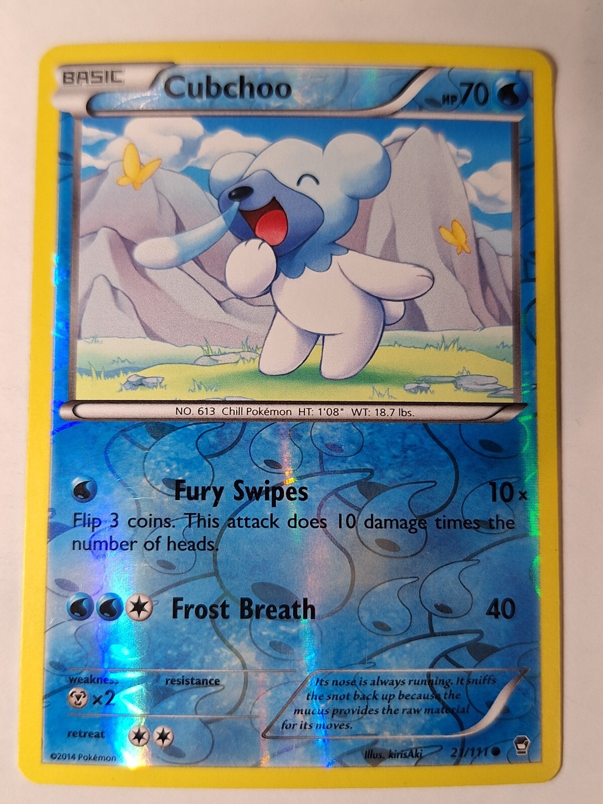 Cubchoo 21/111 XY Furious Fists Reverse Pokemon Holo Foil Nice!