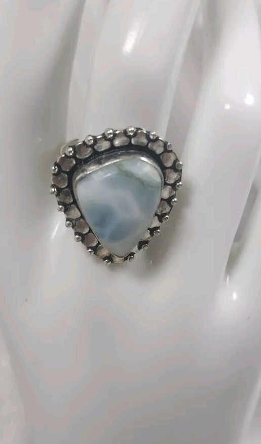 White Turquoise Ring Solid Sterling Silver True V… - image 1