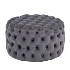 Chesterfield Velvet 70cm Round Footstool Pouffe Ottoman Seat Floor Coffee Table