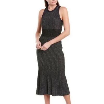 Jason Wu Lurex Knit Midi Dress Stretch Sleeveless Sweater Dress Large | eBay