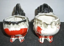 Ceramic  Rooster Sugar Creamer Set Farmhouse Hen Hand Painted 4 1/4"
