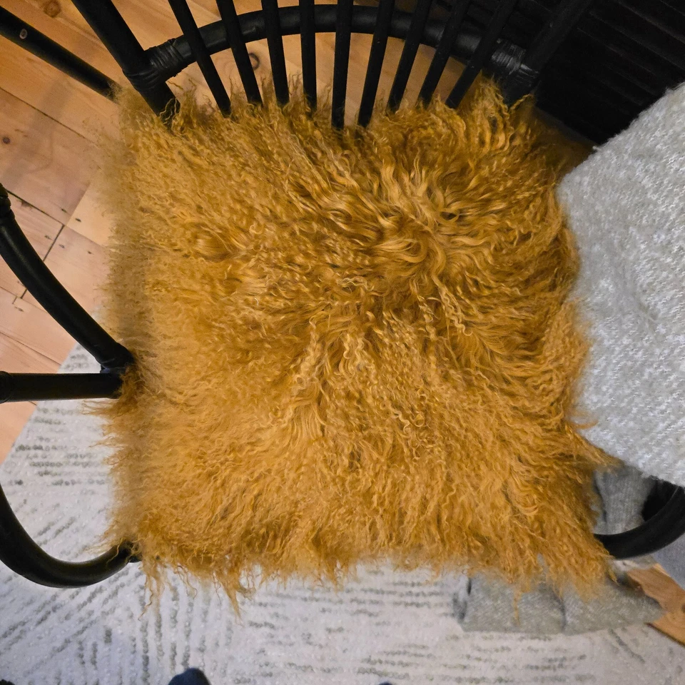 Funda de cojín de piel de oveja genuina de lujo, suave, funda de almohada de felpa para comodidad acogedora Foto 4 de 4