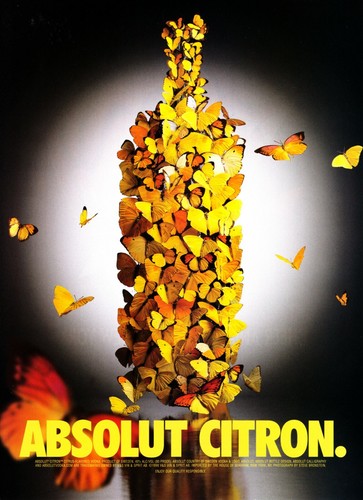 ABSOLUT CITRON VODKA AD 1998 VERY RARE OUT OF PRINT BUTTERFLIES - 第 1/2 張圖片