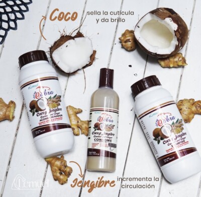 Lemuel Coconut & Ginger Hair CONSOME 8oz + SHAMPOO+ ACONDICIONADOR 20 oz (Set 3)