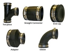 Evolution Aqua Rubber Connector ALL SIZES With Clips Flexible Pond Hose Fitting