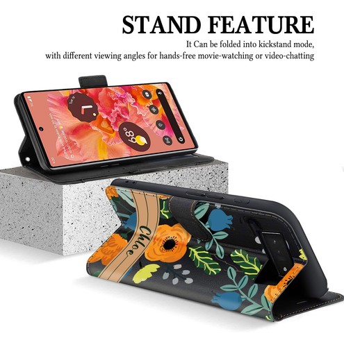 Flowers Wallet Case Personalised Leather Cover For Google Pixel 8 7 Pro 7A 8A 6A - Picture 6 of 82