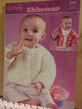 Baby Knitting Pattern Round and V-neck Cardigans Wendy Velvet &Shimmer Wool DK