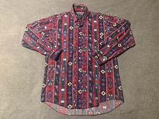 Vintage Wrangler Cowboy Cut Button Up Long Sleeve Shirt Mens 16.5x34 Aztec Print