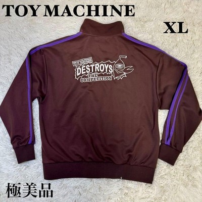 TOY MACHINE Track Jacket XL Brown Purple Stripe Embroidered Logo