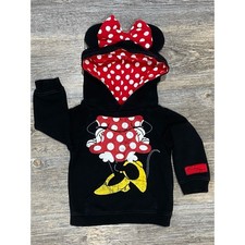 Disney Parks Minnie Mouse Black Hoodie with Mouse Ears Red Polka Dot 24 Months