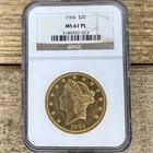 1904 $20 Gold Liberty Double Eagle NGC MS61 PL Proof-Like Gold Coin Pre-33