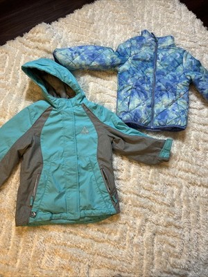 Two Jackets For Kids Girl For Winter With Brigh Blue 7/8 S And Turquoise 5/6 XS