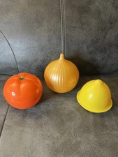 Lot of 3 - Hutzler Onion & Tomato Keepers And Unbranded Lemon Storage Holder