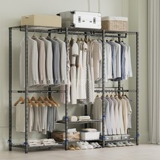 Closet Wardrobe Heavy Duty Clothes Garment Rack Storage Organizer Large Sturdy
