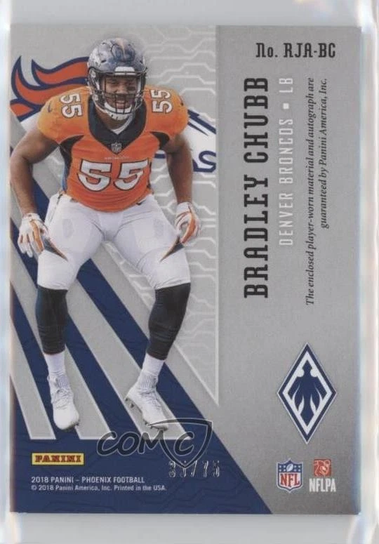 2018 Panini Phoenix RPS Rookie Jersey Yellow /75 Bradley Chubb #RJA-BC Auto RC - Image 2 of 2