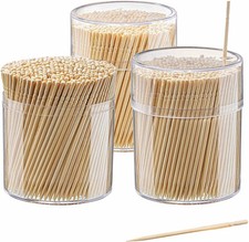 [1500 Count] Bamboo Wooden Toothpicks Wood Round Single-point Toot