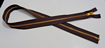 28 inch Dark Brown & Brass #5 Locking and Separating YKK Zipper New!