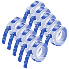 10x 3D Emobssing Label Tape White on Blue 520106 For Dymo Organizer Xpress Pro