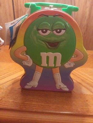 Green M&M 2003 Tin With Handle Vintage Lunch Box