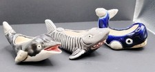 Set Of 3 Ceramic Ocean Creature Succulent Planters Whale, Shark, Dolphin Trinket