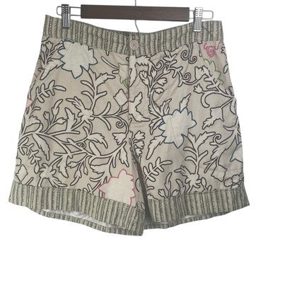 Knox Rose High-Rise Bagel Beige Floral  Relaxed Fit Pull-On Shorts Size Medium