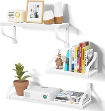 Floating Shelves Wall Mounted - Rustic Wood Wall Shelves Set of 3 Rustic white