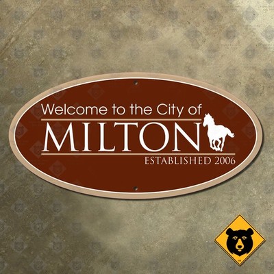 Milton Georgia city limit welcome boundary highway road sign horse 24x12