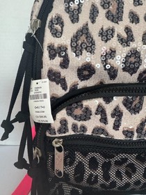 Victoria's Secret PINK Sequin Campus Backpack 16.3L Leopard Print Pink