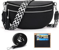 Bauchtasche Damen Schwarz Mittelgroß UmhäNgetasche Crossbody Bag