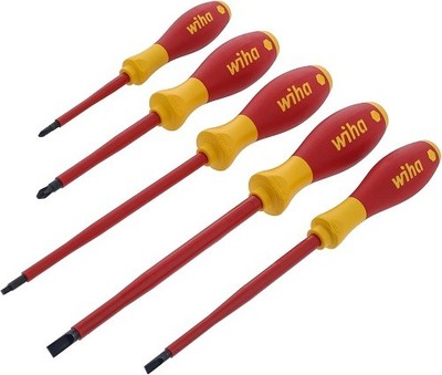 Wiha 32059 5 Piece Insulated Softfinish Slotted/Phillips/Square Screwdriver Set