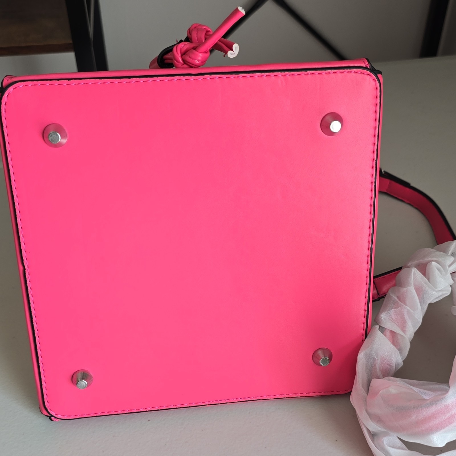 Pink Drawstring Bucket Bag Purse Medium w/ Detachable Crossbody Strap alternate view 4