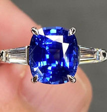 3.8 Ctw Flawless Vivid Blue Ceylon Sapphire Gemstone Handmade 925 Silver Ring