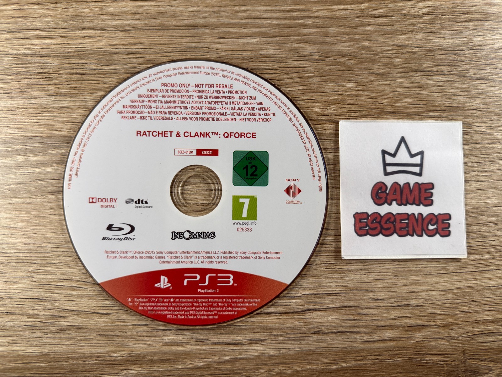 CD SEUL Ratchet Clank QForce PS3 Promo Disc Press PAL EUR N