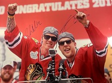 JOAKIM NORDSTROM & KRIS VERSTEEG signed 12x18 Metallic Photo Chicago Blackhawks