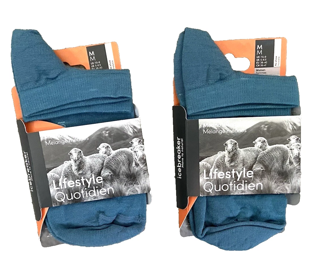 Lot of 2 Pairs Icebreaker Merino Lifestyle Fine Gauge Ultra Lite No Show Socks M