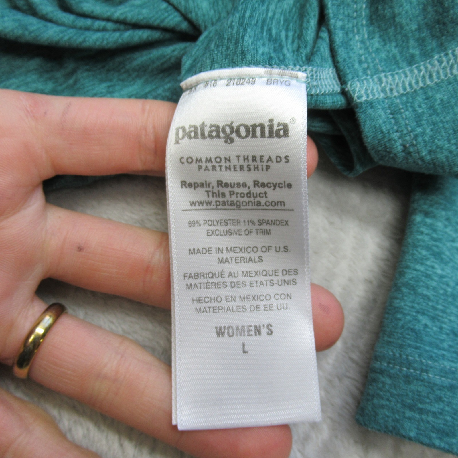 Patagonia Shirt Womens Large Green Capilene Midweight Baselayer Long Sleeve WARM thumbnail 3