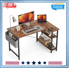 CubiCubi L Shaped Desk 40 Inch Computer Desk with Reversible Storage Shelves