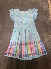 Boutique Back to School Crayons Girls Sleeveless Dress 3-4Y