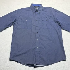 Wrangler George Straight Shirt Mens L Geometric Long Sleeve Flip Cuff Western